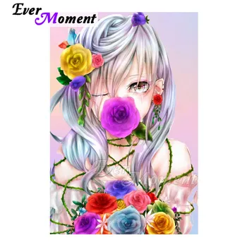 

Ever Moment Diamond Painting Decoration Girl Flower Vine 5D DIY Full Square Drill Mosaic Diamond Embroidery Bead Artwork 3F2275