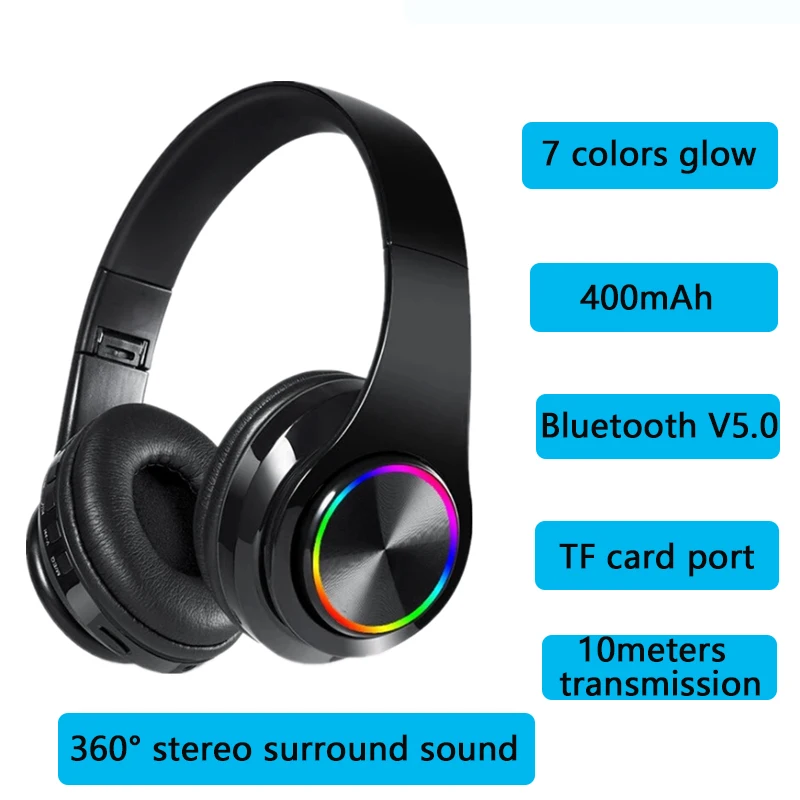 Bluetooth headphone Stereo earphones Wireless music headset FM support 32G SD card with Microphone for mobile phone PC tablet