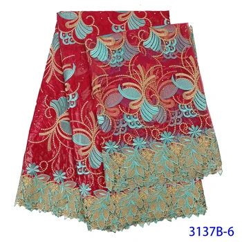 

High Quality Nigerian Lace Fabric Bazin Laces Jacquard Embroidery Lace Guipure Lace With Tulle Fabrics For Women&Men GD3137B-6