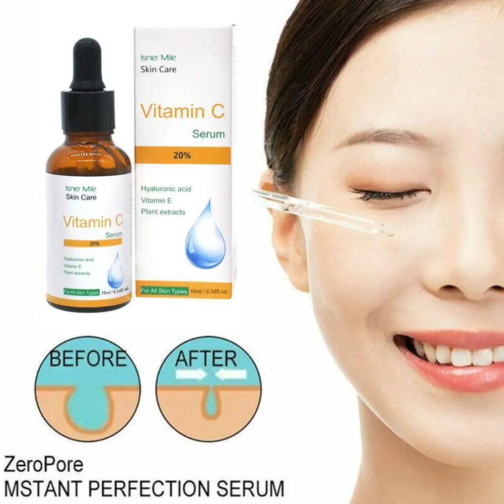 

10ml Pure Vitamin C Hyaluronic Acid Serum 20% For Face Essential Aging Cream Anti Moisturizing Oil P6S4