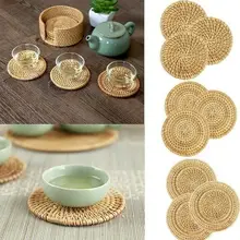 

Handcrafted Woven Rattan Coaster Multi-Use Heat Insulation Anti Scald Round Tea Cup Mat Pot Cushion Pad NEW
