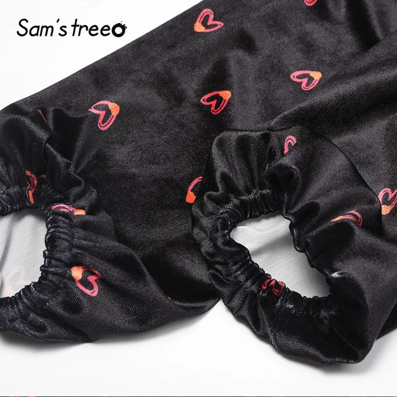 SAM'S TREE/черные однотонные бархатные женские платья с принтом Love, зимнее повседневное офисное Повседневное платье с длинным рукавом-фонариком для девушек