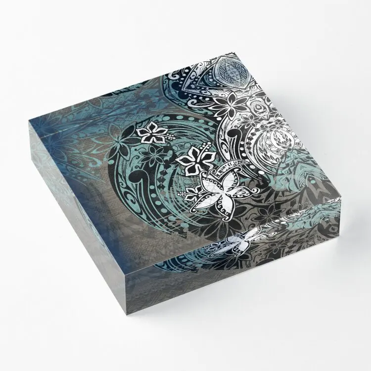 

Hawaiian Samoan Polynesian Teal Slat Acrylic Block Fashionable Transparent Clear Bedroom Room Family Cute Decor Stamping Photos