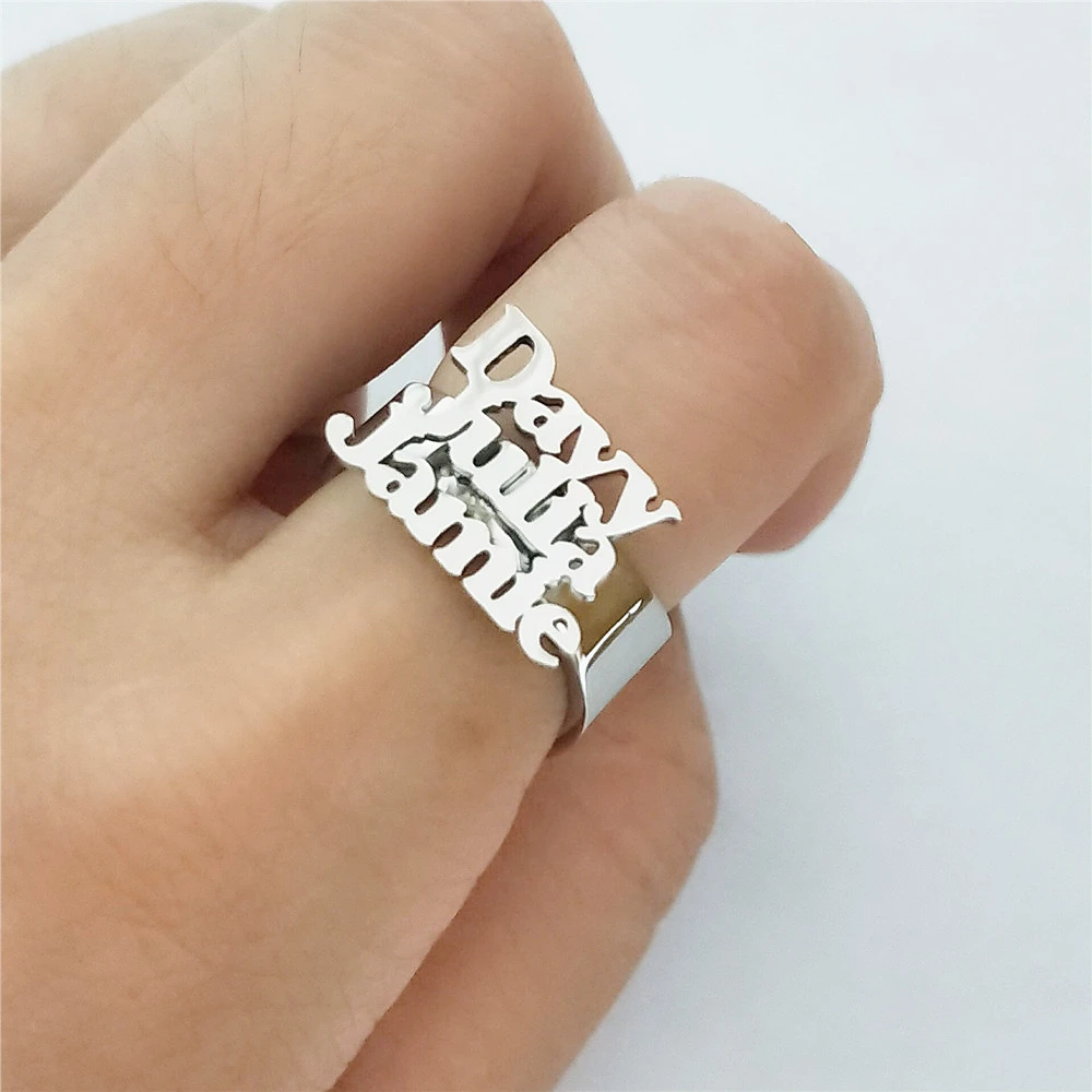 Anillos góticos personalizados para hombre y mujer, joyería ancha con varios nombres, ajustable, regalos para el Día de Valentín|Personalizado Anillos| - AliExpress