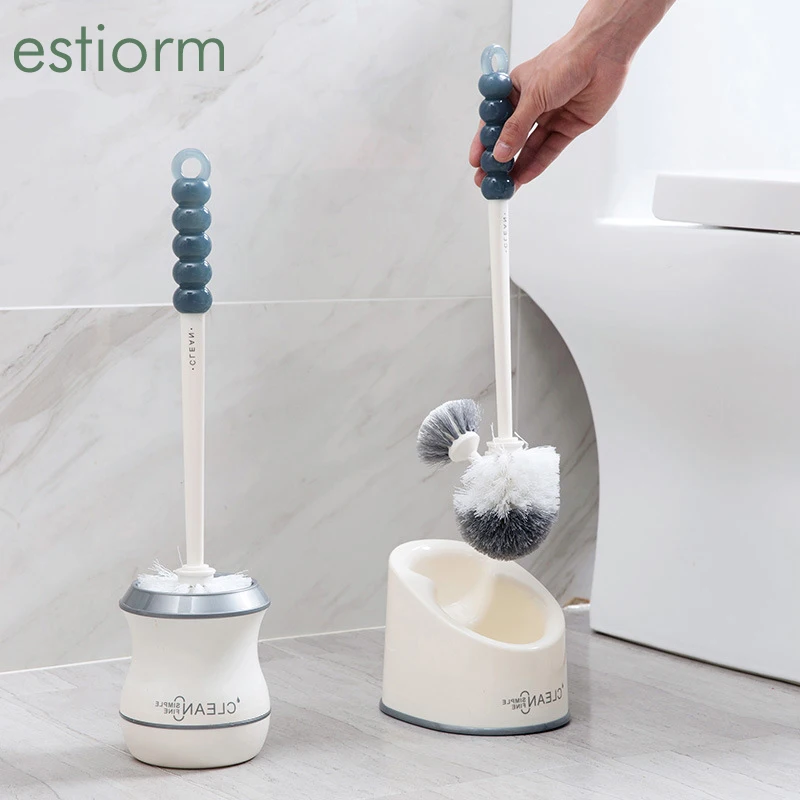 

Toilet Brush Set long handle bathroom toilet cleaning brush Non-dead corner soft Bristles toilet bowl brush with base set