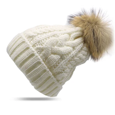 1 шт. Осень Зима теплые шапки для женщин Pom Beanies шапки толстые вязаные мягкие Меховые шапки с помпоном Женская Уличная Повседневная Шапка Кепка - Цвет: style 17