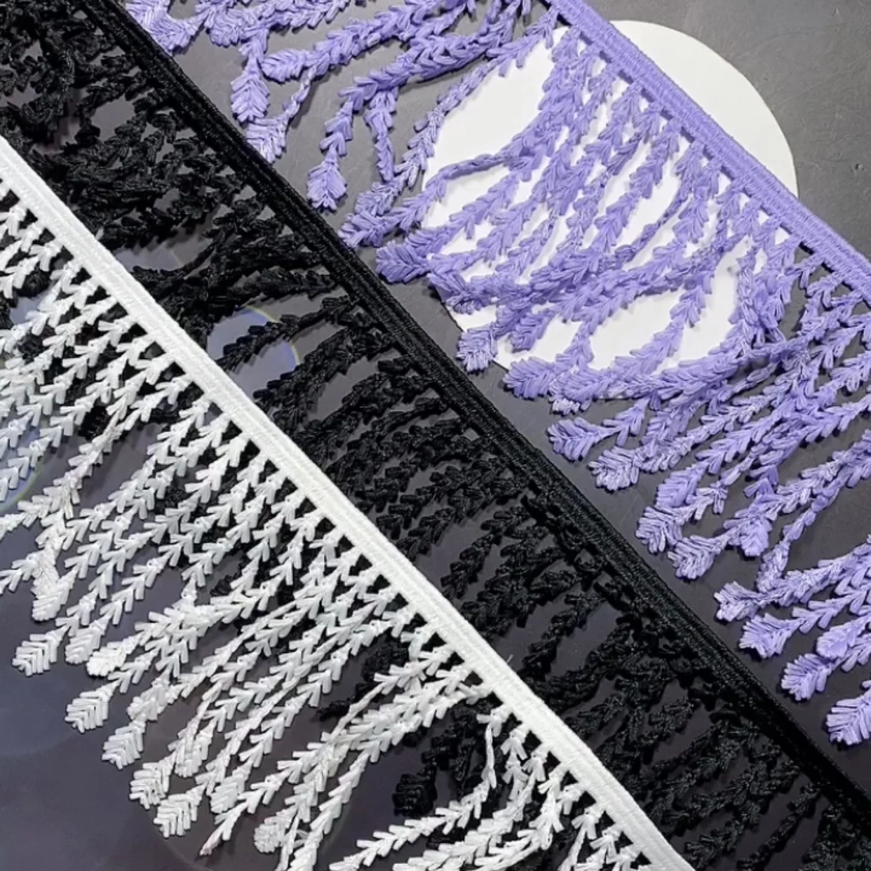 

9,5 см широкая бахрома кружевная отделка с бахромой белый черный фиолетовый 3 цвета 5 ярдов 2021 Новинка