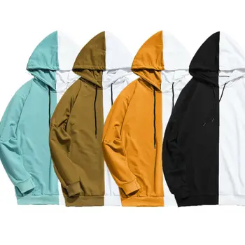 

2019 Men's Patchwork Hoodie Classic Casual Long Sleeve None Closure Slim Strap Hooded All Seasons