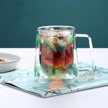 Термостойкие двойные кофейные кружки с ручкой кружки молочные здоровые питьевые изоляционные Двойные стенки Стеклянная чайная чашка креативный подарок