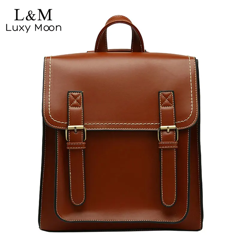 

Vintage Backpacks Female Pu Leather Bag Women's Backpack Fashion School Bag for Girls High Quality Leisure Shoulder Bag XA508H