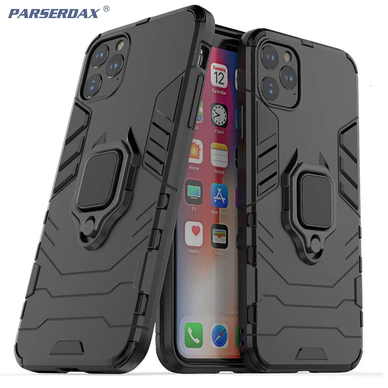 Вращающееся кольцо Kickstand чехол для Apple iPhone 11 Pro Max X XS XR 8 7 Plus 6 6S 5 5S SE двухслойный Гибридный Анти-осенний чехол 50 шт