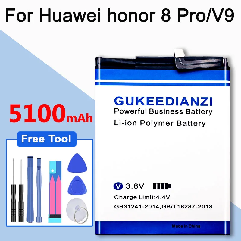 Gukeedianzi5100 мАч батарея для huawei honor 8 Pro/honor V9 DUK-AL10 DUK-AL20 батареи мобильного телефона HB376994ECW