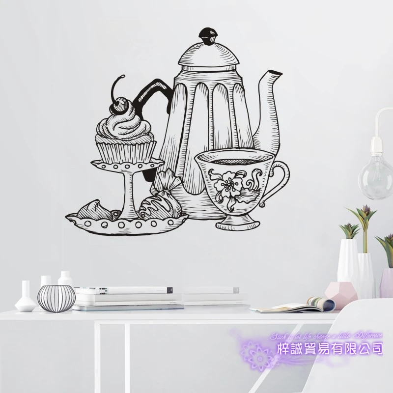 Bakery Coffee Shop Sticker Decal Cup Poster Vinyl Art Wall Decor Decoration Break Bread Cafe Glass Decals | Дом и сад
