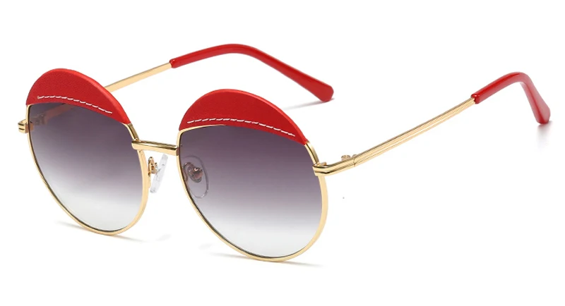red gold frame Peekaboo, модные круглые солнцезащитные очки для женщин, большие, уф400, искусственная кожа, украшение,, женские солнцезащитные очки, Ретро стиль, металл, золото, высокое качество - Цвет линз: red gold frame