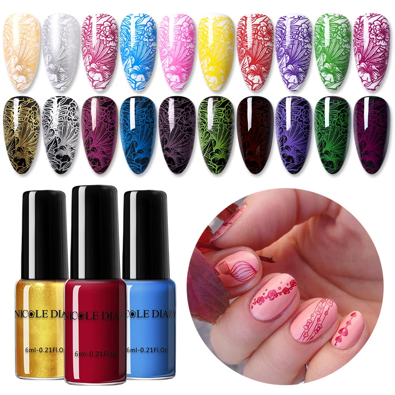 Nail Polish Stamping Black White Gold Silver Nail Art Printing DIY for Stamping Plate