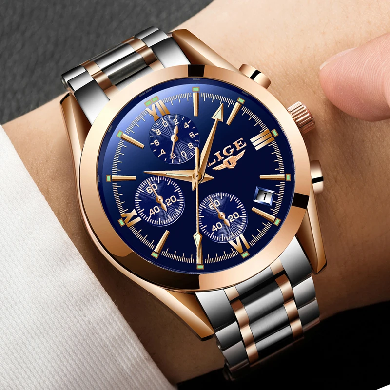  Watch men Brand Luxury Fashion Quartz Sport Watches Men Full Steel Military Clock Waterproof Gold m