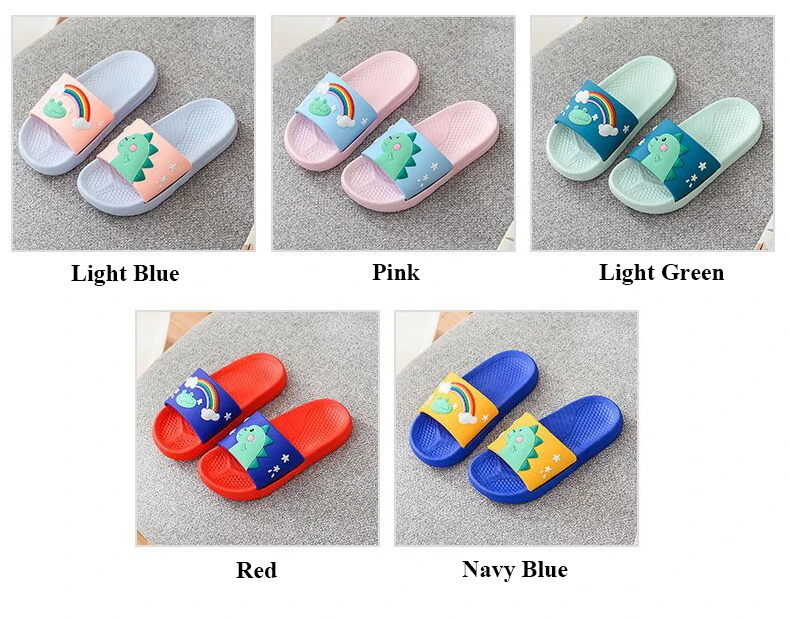 Summer Kids Slippers Soft Non-slip Boys Girls Beach Swimming Shoes Children Flip Flops Rainbow Dinosaur Indoor Slippers