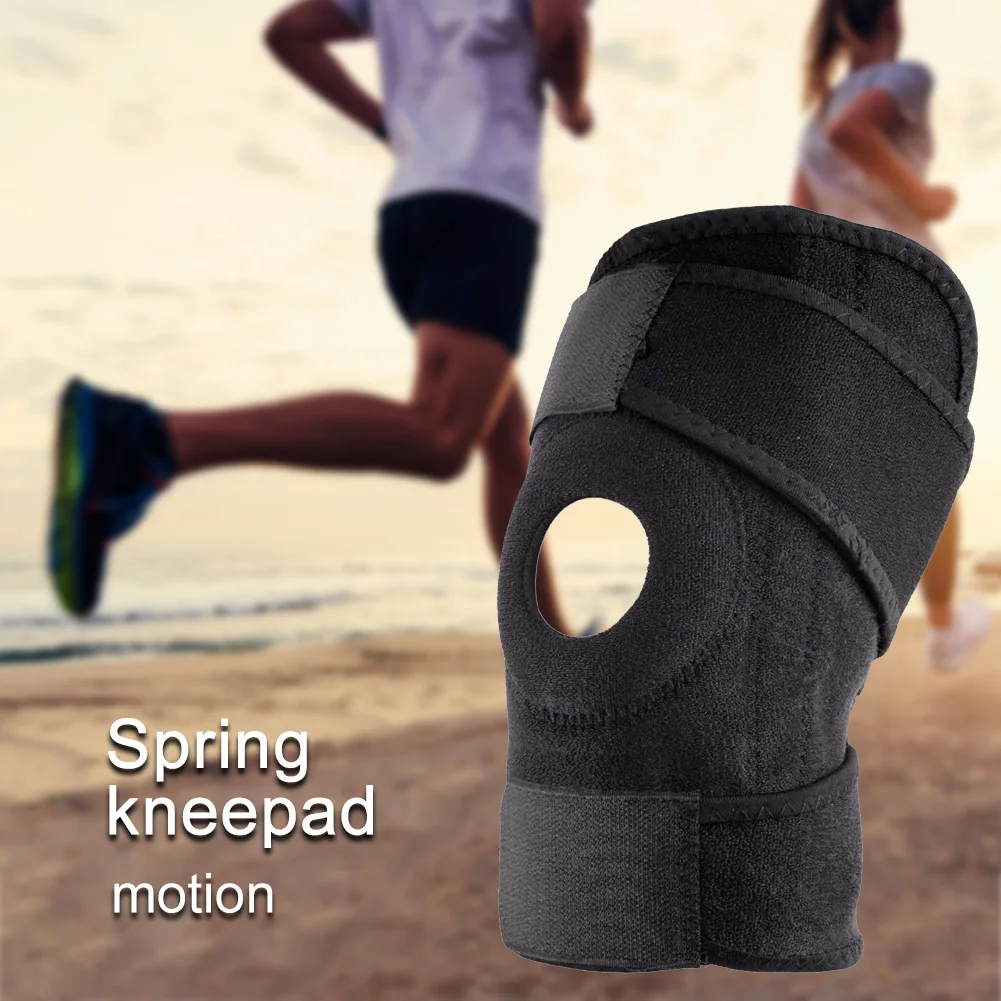 Pad Breathable Knee Support Unisex Strap Neoprene 4 Spring Running Open Patella Sports Brace Black Adjustable Guard
