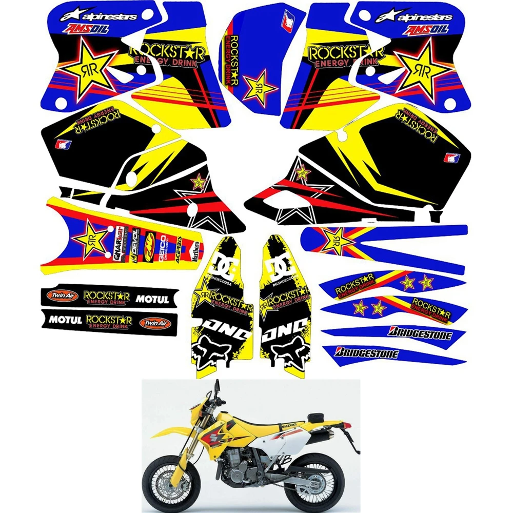 

For SUZUKI DRZ400SM Graphics Decals Stickers Custom Number Name 3M Full Motorcycle Backgrounds Stickers Accessories