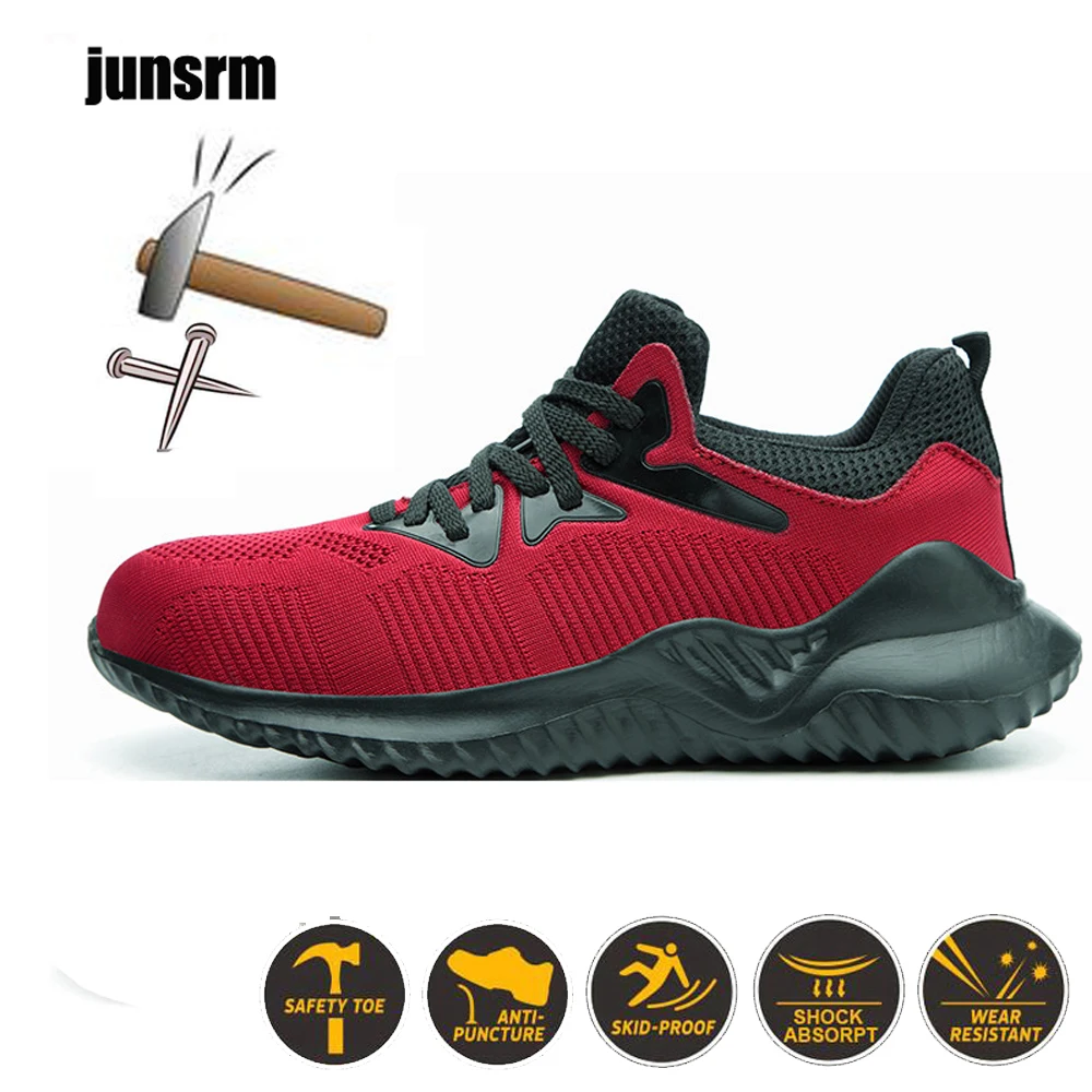 

Work shoes, breathable steel toe boots, lightweight air cushion, non-slip, puncture-proof, men and women sports safety boots