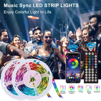 

New Bluetooth LED Strip Light RGB 2835 Waterproof Flexible Ribbon DC12V Music Led Lamp 5M 10M 15M For Home festival Decoration