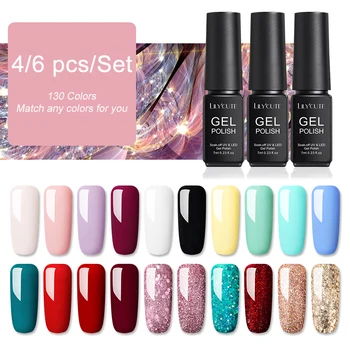 

LILYCUTE 4Pcs/6Pcs Set Nail Art Gel Polish Sets Semi Permanent Long Lasting Soak Off Base Top Coat For Manicures Led Gel Nail