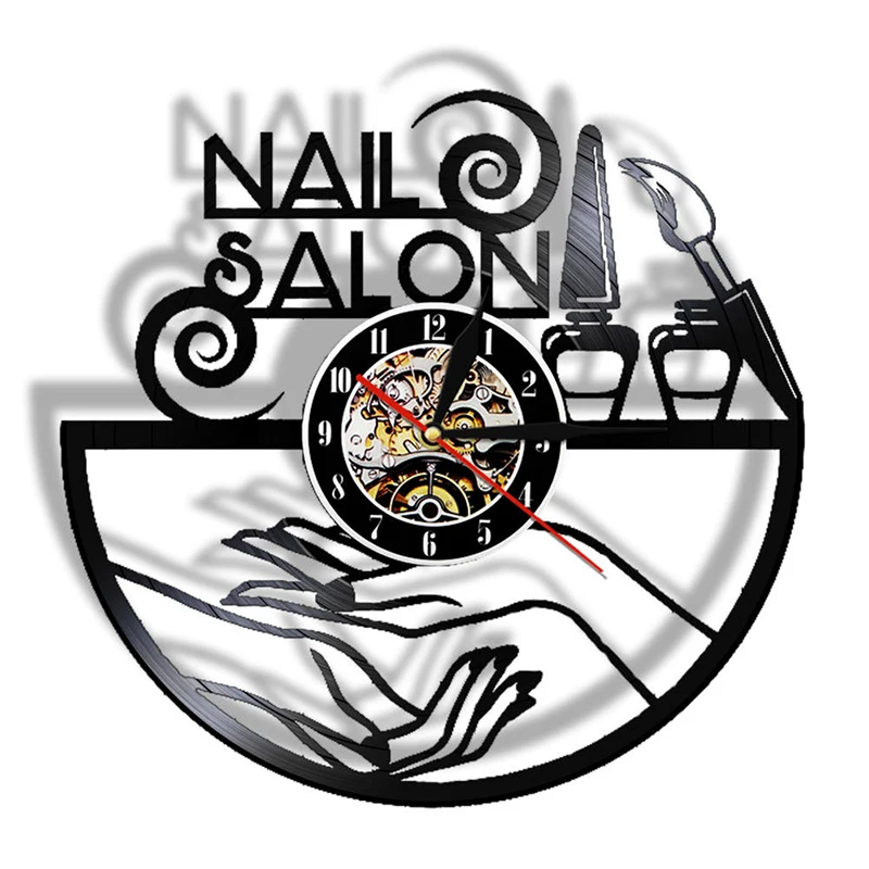 Nail Beauty Salon Vinyl Wall Clock Beauty Salon Decor Wall Clocks Nail