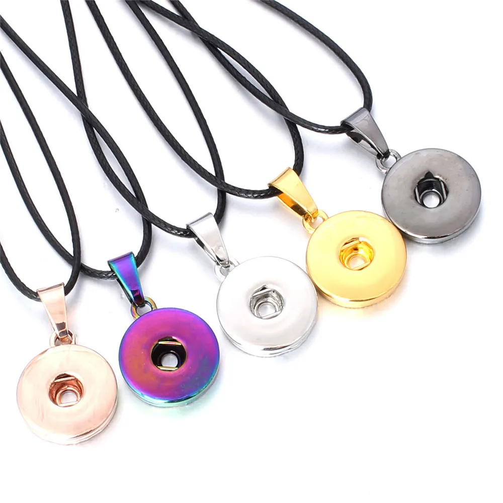 

1Pc Silver/Rose Gold/Black/Gold/Colorful Snap Button Pendant Necklace Romantic Fashion 18MM 12MM Button Snap Jewelry Nice Gift