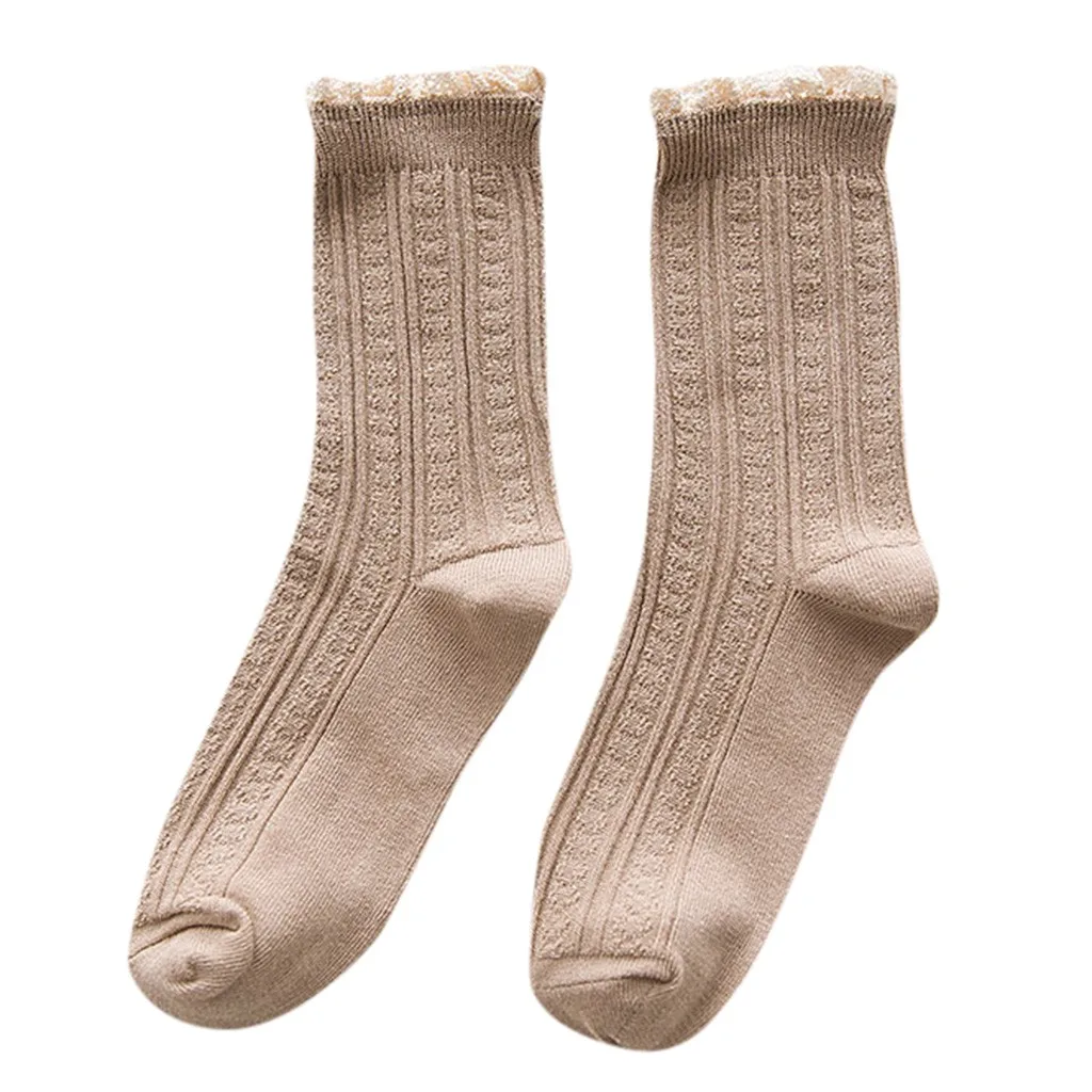 Женские повседневные кружевные носки, вязаные носки, теплые носки до лодыжки, милые носки, одноцветные, для сезонов, базовые, повседневные, женские носки 12,11