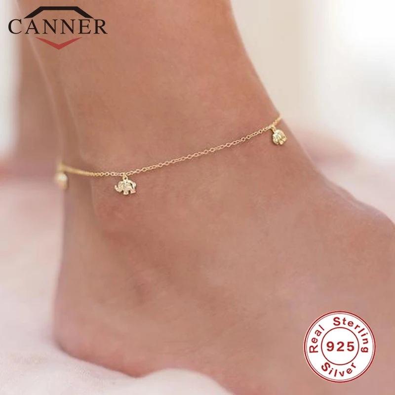 CANNER Real 925 Sterling Silver Anklets for Women Foot Chain Ankle Bracelet Fine Jewelry Gift CANNER Real 925 Sterling Silver Anklets for Women Foot Chain Ankle Bracelet Fine Jewelry Gift