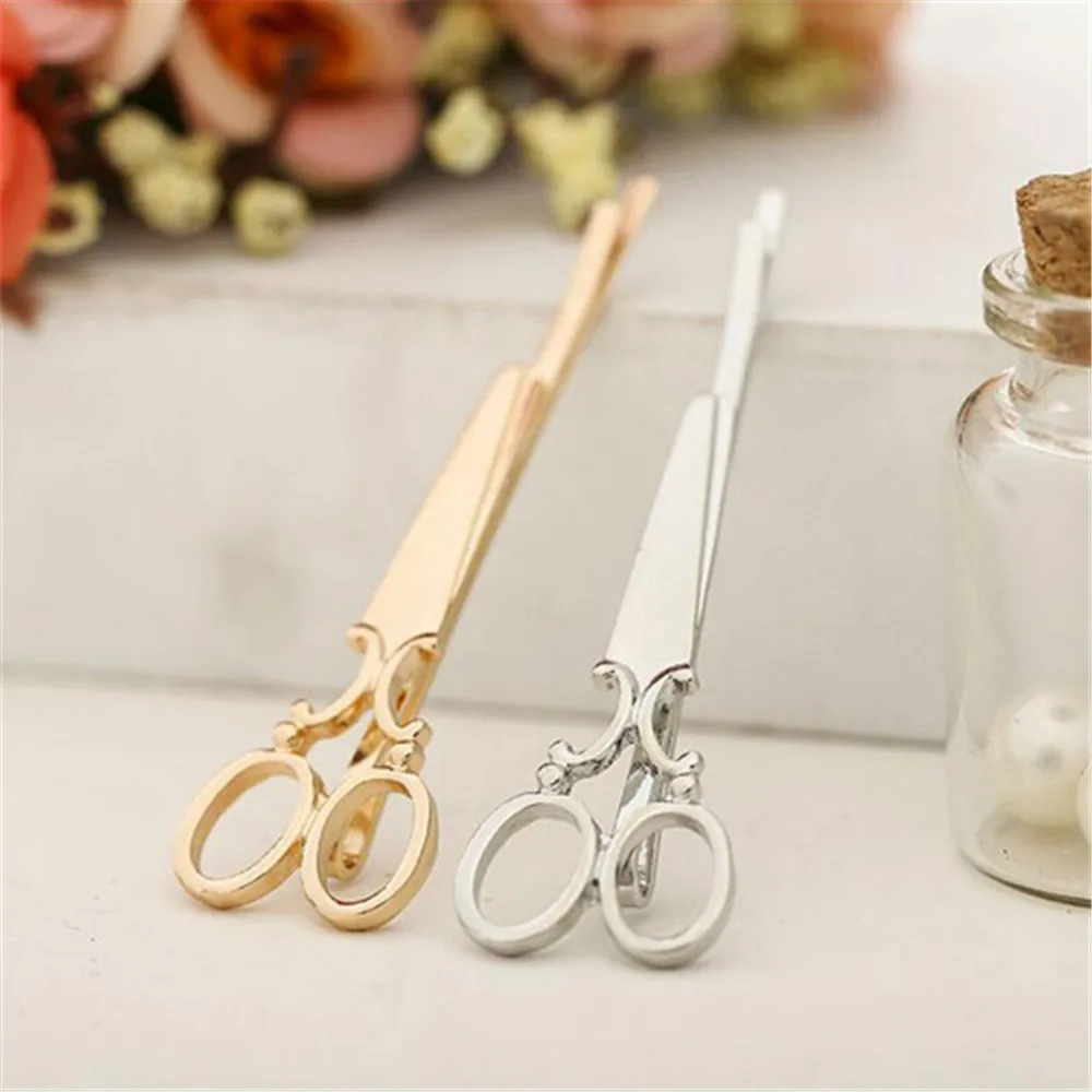 Gold Silver Creative Scissors Shape Women Lady Girls Hair Clip Delicate Hair Pin Hair Barrette Hair Accessories Decorations