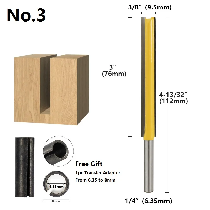 1 шт. 1/4 ''1/2'' 8 мм хвостовик заподлицо прямой фрезерный станок бит шаблон маршрутизатор бит Деревообработка Обрезка Фрезерный резак - Длина режущей кромки: No. 3