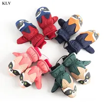 KLV детские перчатки зимние теплые уличные перчатки для лыжного спорта водонепроницаемые ветрозащитные спортивные перчатки детские варежки