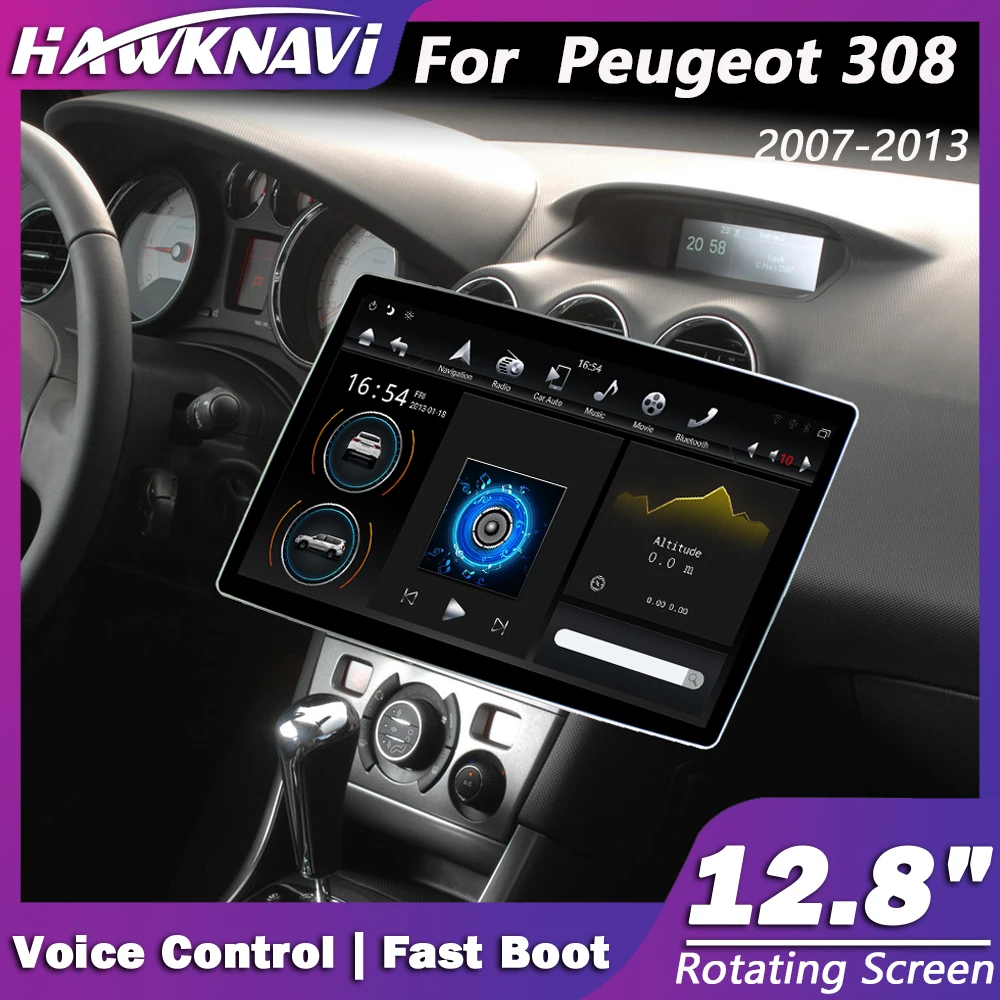 

Автомобильная Мультимедийная система Hawknavi, 12,8 дюймов, Android, для Peugeot 308 2007-2013, GPS, DVD, радио, навигация с PX6 DSP Carplay
