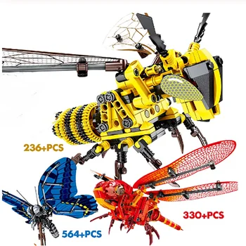 

NEW Creator Simulated Insect Butterfly building blocks Technic Bee Red Dragonfly Model Blocks DIY Educational Bricks Toys For
