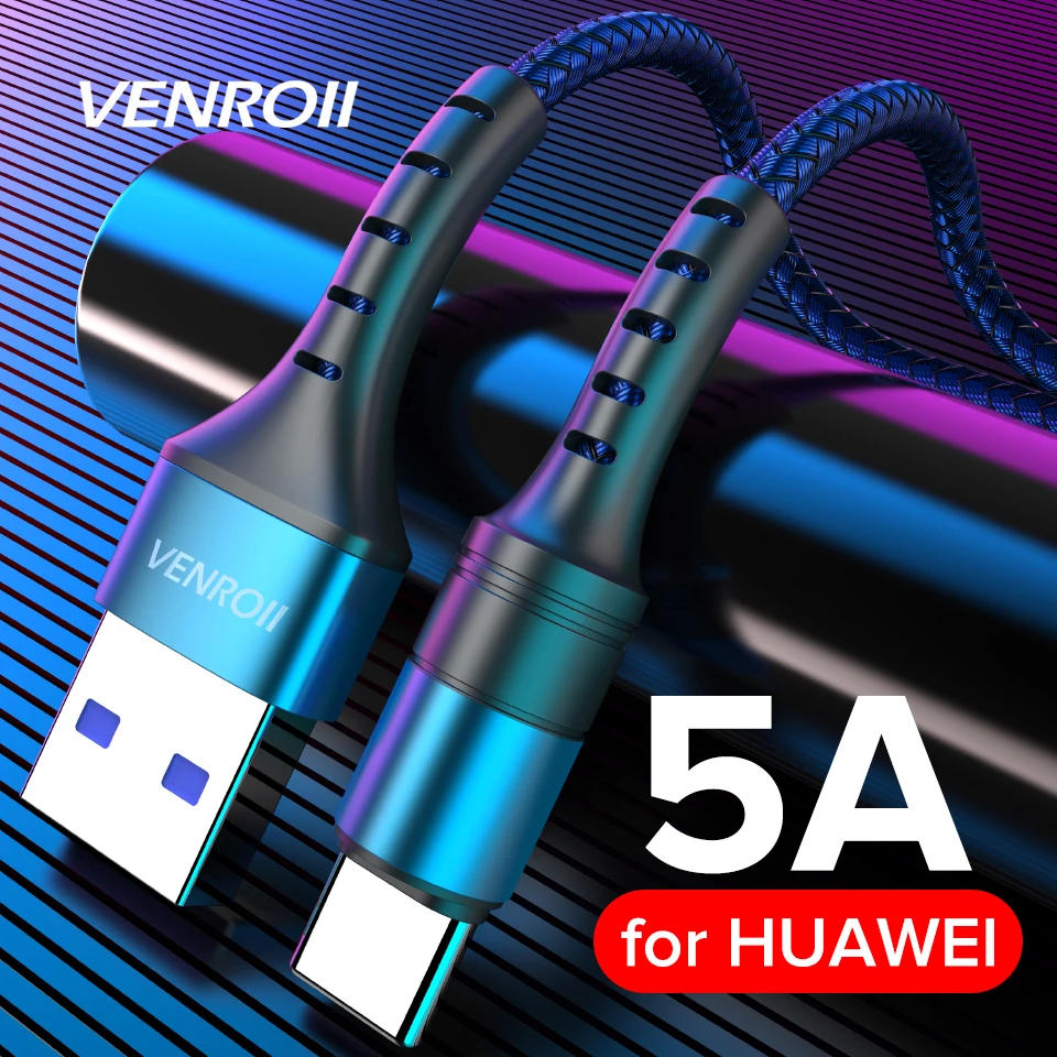 Venroii 5A USB Type C кабель для быстрой зарядки 3 0 передачи данных Huawei Mate 30 20 P40 P30 Pro