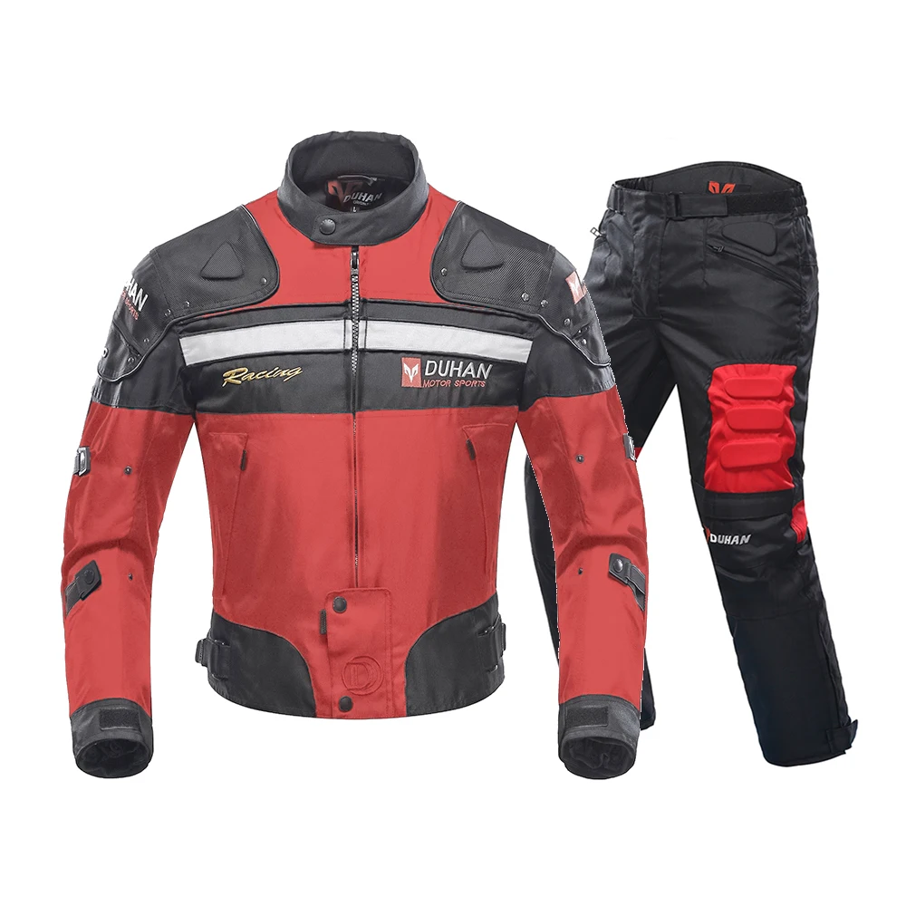 DUHAN мотоциклетная ветрозащитная куртка мужская Байкерская одежда куртка Защитное снаряжение брюки Защитная подкладка 4 сезона куртки - Цвет: moto turtle red
