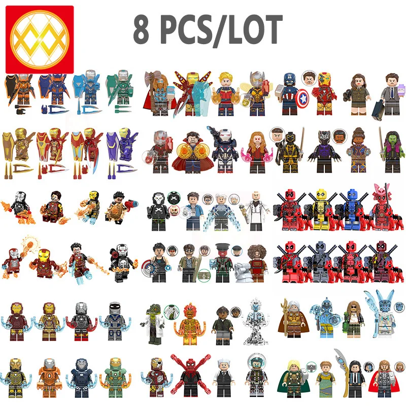 

1 Set Of Thor Loki Iranman Deadpool Black Panther Spiderman Quicksilver Kingpin Dwarf Red Skull Avengers Super Heroes Kids Toys