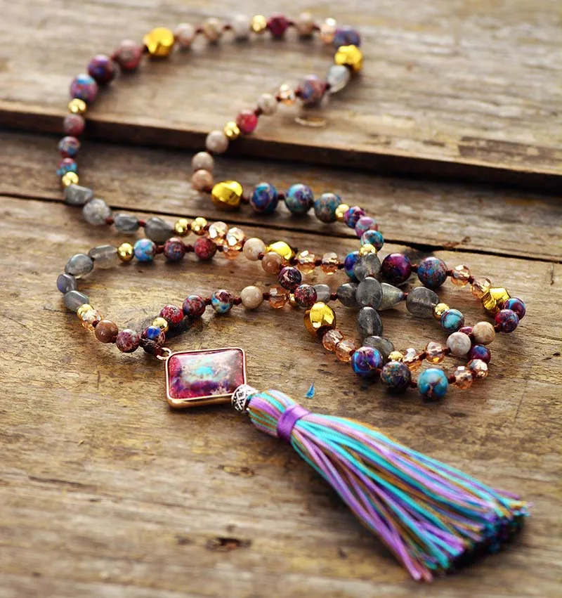 Outstanding New Natural Stones Japers Charm Geometric Pendant Necklace Women Elegant Tassel Necklaces Yoga Jewelry Wholesale - Image 2