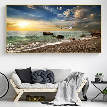 

Modern Natural Landscape Poster Sky Sea Sunrise Painting Printed on Canvas Home Decor Wall Art Pictures for Living Room No Frame