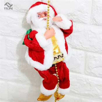 

TTLIFE Electric Santa Claus Ornament Creative Plush Santa Doll Toy Climb The Ladder christmas decorations Tree for Home
