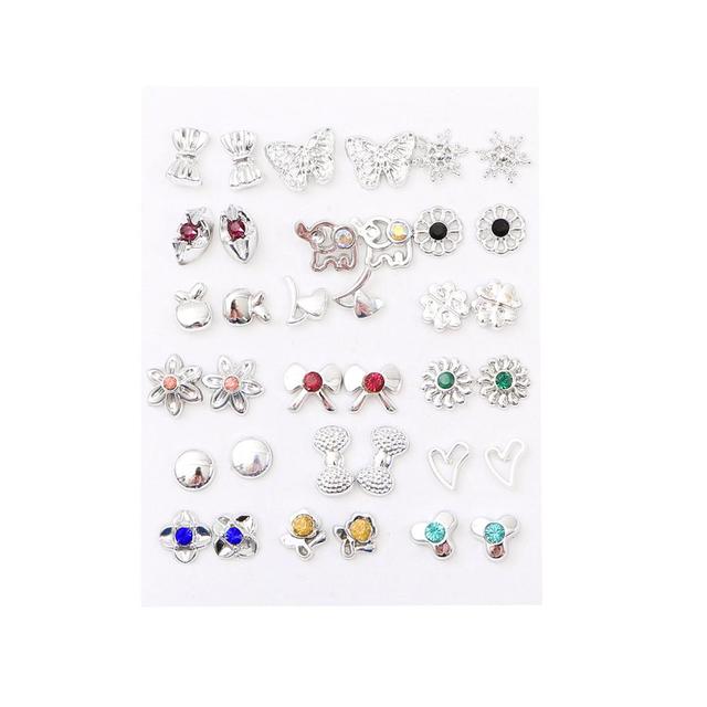 Mixed Styles Rhinestone Flower Geometric Animal Crystal Plastic Small Stud Earrings Set For Women Girls Jewelry