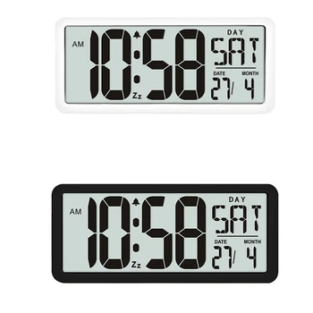 

Square Wall Clock Series, 13.8inch Large Digital Jumbo Alarm Clock, LCD Display, Multi-Functional Upscale Office Decor Desk