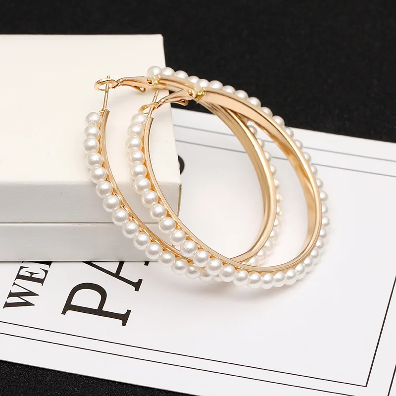 Hot Jewelry 2019 Fashion New Star Street Shooting European And American Style Winding Pearl Alloy Ear Earrings Wholesale | Украшения и