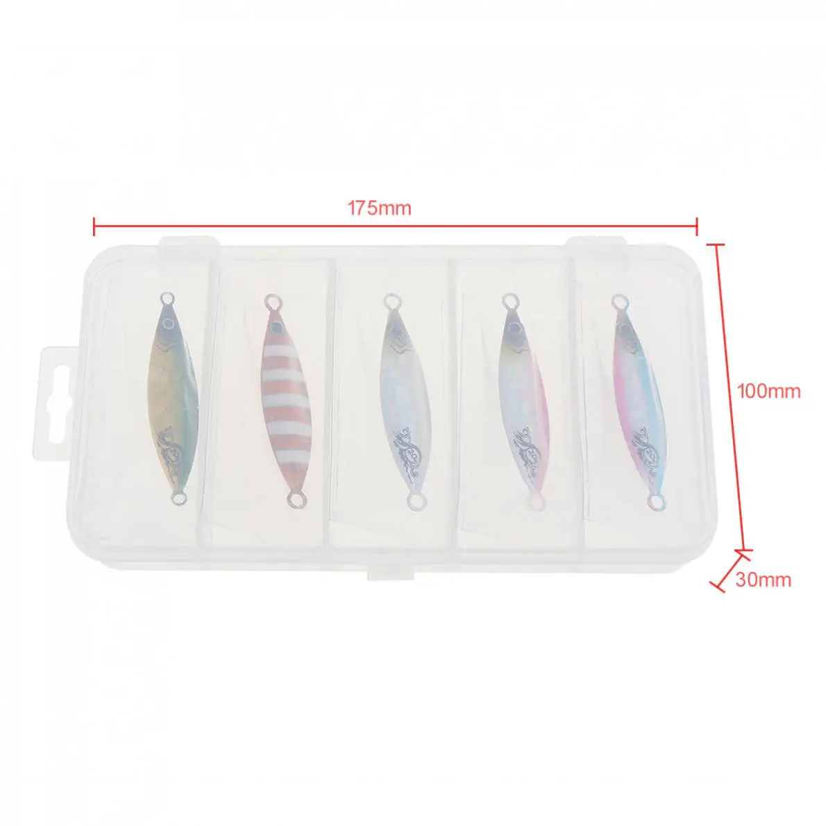 5pcs 20g Slow Shake Metal Jigging Fishing Spoon Iron Plate Long Shot 5 Color Laser Luminous Lead Baits with Box Fishing Lure