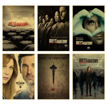 

Greys Anatomy Poster Classic Hot TV Kraft Paper Retro Poster Bar Cafe Decor Painting Wall Sticker Living room decor