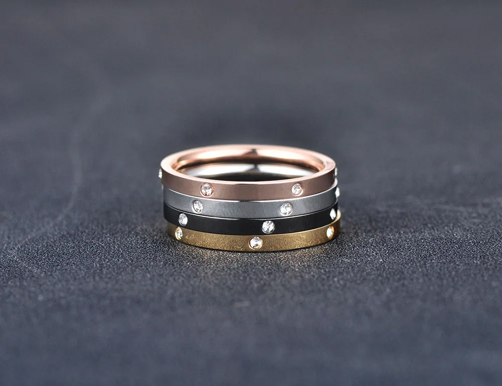 4 In 1 Colorful Gold Cubic Zirconia Rings Jewelry Titanium Steel Wedding Engagement Ring For Women Anneaux JR18016 wedding rings,womens ring,jewelry rings,ring jewelry,cubic zircon ring