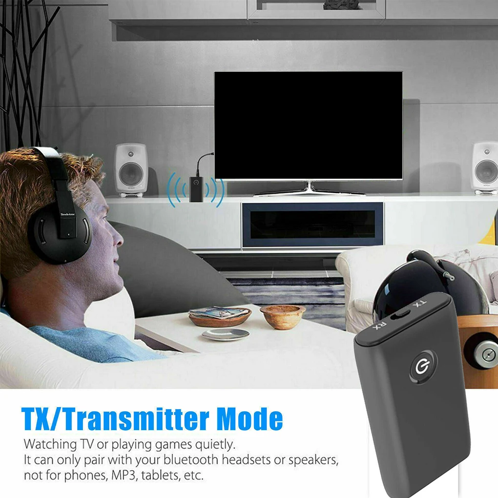 2 in 1 Bluetooth 5.0 Transmitter Receiver TV PC Car Speaker 3.5mm AUX Hifi Music Audio Adapter/Headphones Car/Home Stereo Device