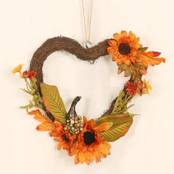 

1pc Artificial Flowers Wreaths Door Maple Leaf Fall Artificial Garland For Wedding decor New Door Hanging Home Party Decor/