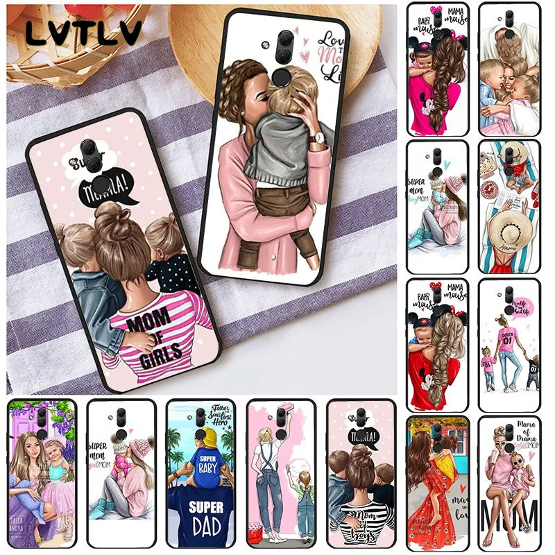 LVTLV Fashion Black Brown Hair Baby Mom Girl Queen Phone Case For Huawei Mate 10 20 Lite 20X Mate20 Pro Mate9 Nova3 3i | Мобильные